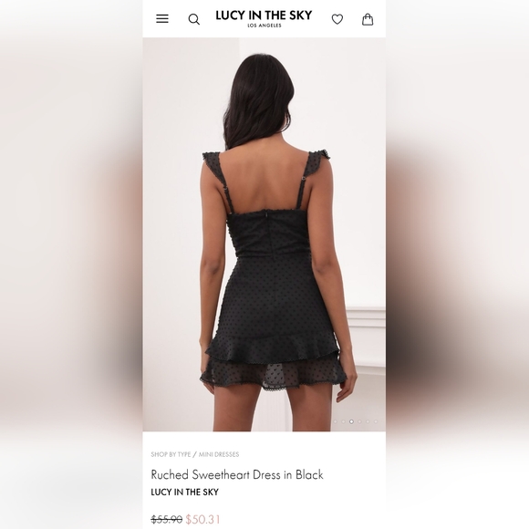 Ruched Sweetheart Dress in Black LUCY IN THE SKY - Picture 5 of 9